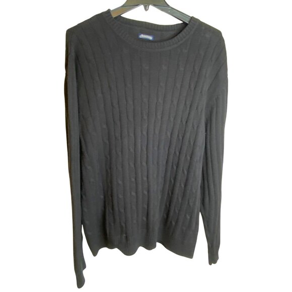 Consensus Men's Black Cable Knit Preppy Dark Academia Crewneck Sweater Size XXL - Picture 1 of 9